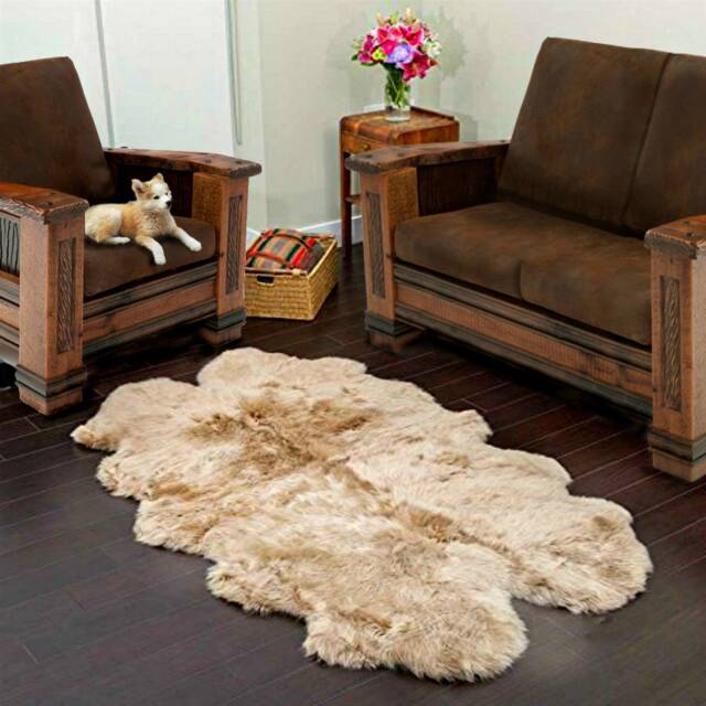 White Faux Fur Sheepskin Rug - Handmade Shag Accent - image 1
