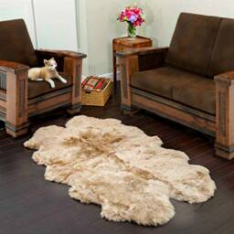 White Faux Fur Sheepskin Rug - Handmade Shag Accent - thumbnail 1