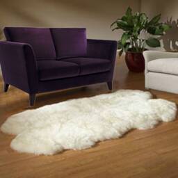 White Faux Fur Sheepskin Rug - Handmade Shag Accent - thumbnail 2