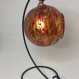 Hand Painted Tea Lights Candle Holders - Autumnal. Glass Holder & Metal Stand. Hanging Lantern. Christmas Gift - thumbnail 3