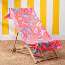 Neon Coral Gaming Beach Towel - Microfibre Video Game Print Summer