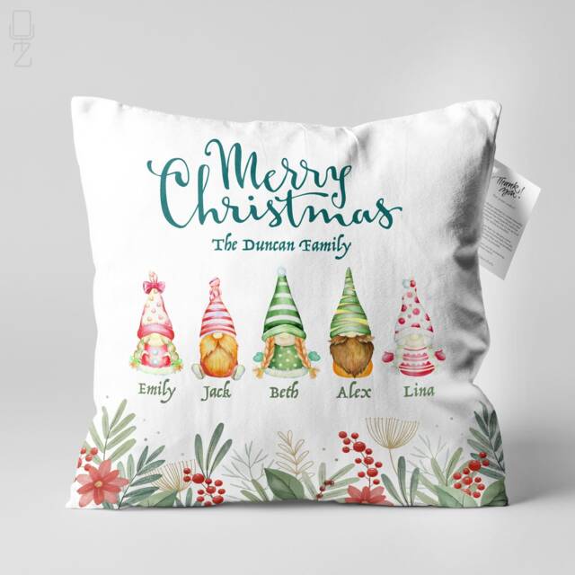 Personalised Velvet Christmas Cushion Cover Xmas Elves Pillow - image 1
