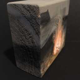 Original Acrylic Painting Bonfire - Back Garden Series Ii Wood Block - thumbnail 3