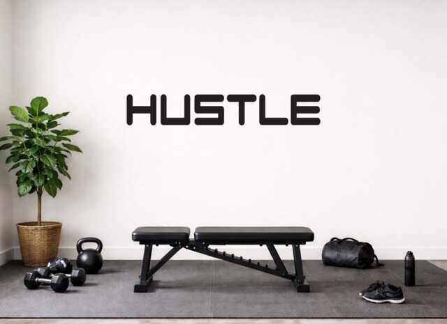 Hustle Wall Sticker. Gym Quote, Strength Decal, High School Sports, Locker Room Sign, Physical Therapy & Chiropractor Office - image 1