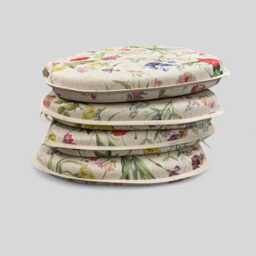 Classic Floral Spindle Chair Pad - Linen Seat Cushion With Ties - thumbnail 2