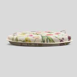 Classic Floral Spindle Chair Pad - Linen Seat Cushion With Ties - thumbnail 3