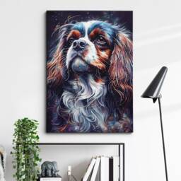 Cavalier King Charles Animal Pet Dog Abstract Painting Puppy Wall Art Framed Canvas Poster Print Home/Office Room Decor Gifts - thumbnail 1