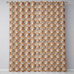 Realistic Tiger Faces Wildlife Animal Seamless Pattern Readymade Eyelet Ring Top Thermal 100% Blackout Curtains - thumbnail 2