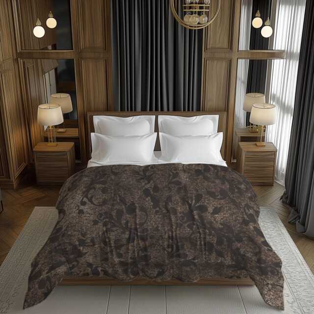 Dark Brown Mute Abstract Grunge Textured Comforter, Contemporary Maximalist Aesthetic Bedding Gift For Moody Eclectic Bedroom D??cor #220 - image 1