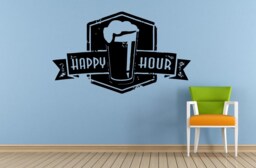 Happy Hour Cocktails Drinks Specials Stamp Sign Logo Store Shop Salon Window Wall Decal Vinyl Sticker Mural Room Decor L1713 - thumbnail 1