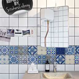 Portuguese Blue Tiles, Mexican, Talavera, Spanish Decal, Moroccan, Backsplash Tile Decal, Aged Tiles, Pack Of 24, Ceramic, Decoration #44T - thumbnail 2
