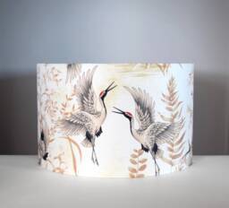 Crane Lampshade Bird Pattern With Gold Silver Or White Lining, 20cm To 45cm ?? Standard Lamp Ceiling Light Shade, Handmade By Vivid Shades - thumbnail 1