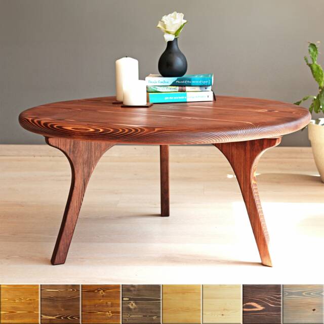 Solid Wood Round Coffee Table , Custom Rustic Handmade Natural Table - image 1
