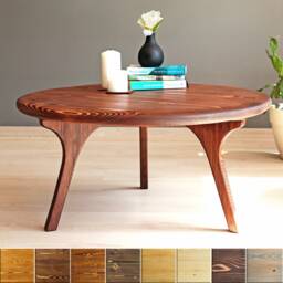 Solid Wood Round Coffee Table , Custom Rustic Handmade Natural Table