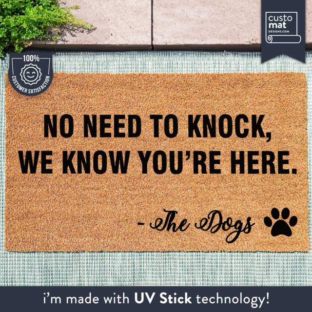 Personalized Dog Doormat - No Need To Knock, We Know You're Here Name Animal Lover Gift Custom Coir Mat - image 1