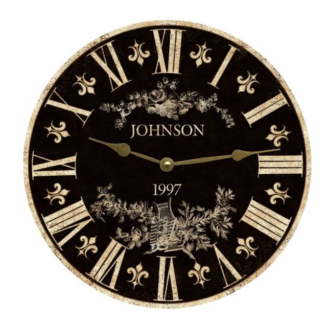 Personalized Black Toile Clock - Elegant French Country Style - image 1
