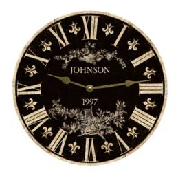 Personalized Black Toile Clock - Elegant French Country Style - thumbnail 1