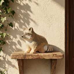 Hand Carved Wooden Raccoon Statue, Rustic Woodland Nursery Decor, Forest Animal Figurine, Garden Ornament - thumbnail 2