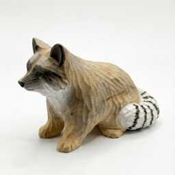 Hand Carved Wooden Raccoon Statue, Rustic Woodland Nursery Decor, Forest Animal Figurine, Garden Ornament - thumbnail 3