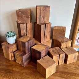 Hand-Finished Reclaimed Oak Plinth, Rustic Display Block, Plant Stand, Sculpture Base - thumbnail 3