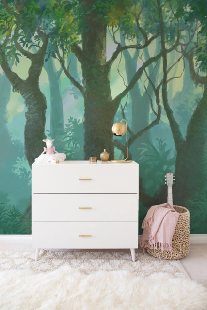 Inside Forest Painting Removable Wallpaper, Illustration, Nursery, Green Mural, Peel & Stick, Self Adhesive, Wall Decal, Reusable, Art #37 - image 1