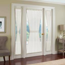 Sheer French Door Curtain, Curtain Linen Look Rod Pocket Panel - thumbnail 2