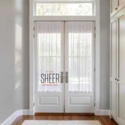 Sheer French Door Curtain, Curtain Linen Look Rod Pocket Panel - thumbnail 1