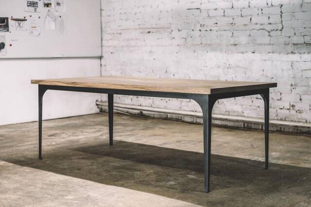 Industrial Oak Dining Table, Metal Legs, Rustic Farmhouse Decor - image 1