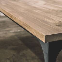 Industrial Oak Dining Table, Metal Legs, Rustic Farmhouse Decor - thumbnail 2