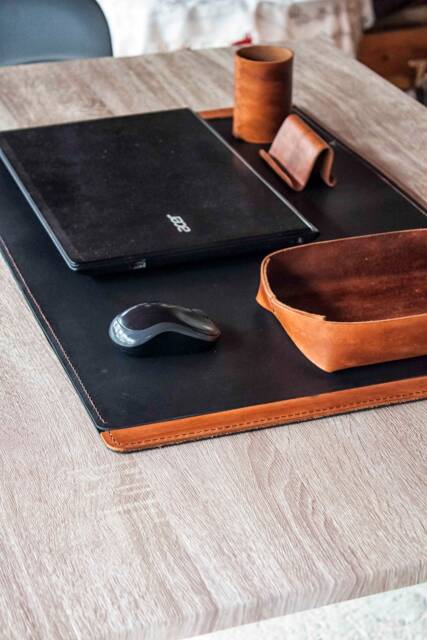 Leather Desk Set, Graduation Gifts For Him, Mouse Pad, Keyboard Mat, Accessories, Office Storage Organization, Blotter Pad - image 1