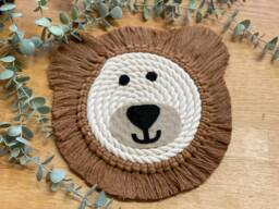 Bear Macrame Rope Animal Wall Hanging - Nursery Decor Face New Baby Gift - thumbnail 1