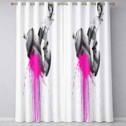 Masked Cowgirl Riding Syringe Pink Splash Pop Art Distinctive Wall Home Decor Readymade Eyelet Ring Top Thermal 100% Blackout Curtains - thumbnail 3