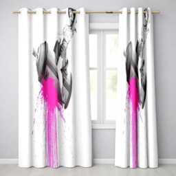 Masked Cowgirl Riding Syringe Pink Splash Pop Art Distinctive Wall Home Decor Readymade Eyelet Ring Top Thermal 100% Blackout Curtains - thumbnail 1
