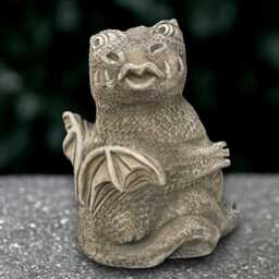 Siting Dragon Sculpture Outdoor Statue Cement Ornament Dragon Lover Gift Handmade Front Door Decoration Wildlife Art - thumbnail 1
