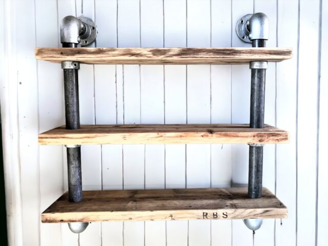 Wall Mounted Shelving, Scaffold Board, Tube Shelf, Shelving. Reclaimed Industrial Shelving - Hanging Shelving - The Winscombe - image 1