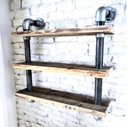 Wall Mounted Shelving, Scaffold Board, Tube Shelf, Shelving. Reclaimed Industrial Shelving - Hanging Shelving - The Winscombe - thumbnail 2