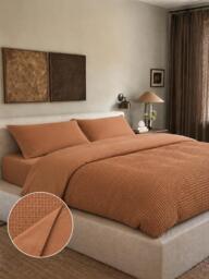 Clay Waffle 100% Cotton Duvet Cover Set - thumbnail 1