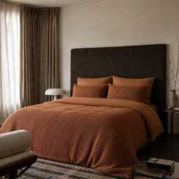 Clay Waffle 100% Cotton Duvet Cover Set - thumbnail 2