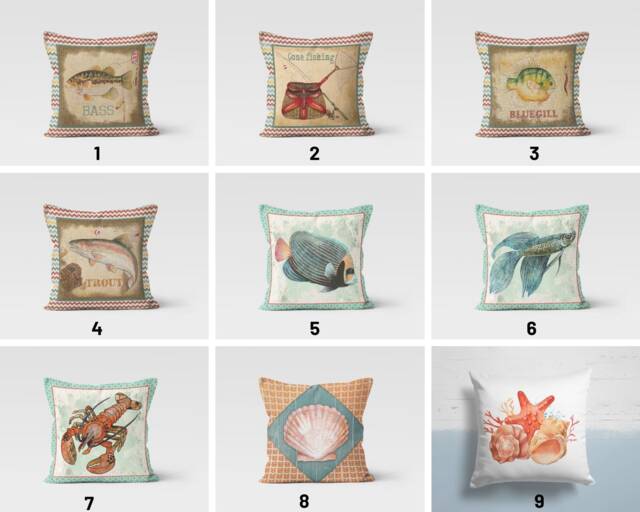 Marine Sailing Boat Cushion Cover/Crab Seashells Pillow Case/Marine Throw Cases/Sea Turtle Beach House Pillow/Coastal Sea Decoration - image 1