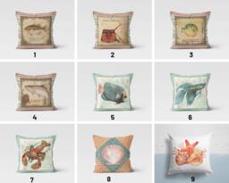 Marine Sailing Boat Cushion Cover/Crab Seashells Pillow Case/Marine Throw Cases/Sea Turtle Beach House Pillow/Coastal Sea Decoration - thumbnail 1