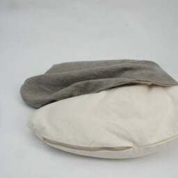Buckwheat Pillow Travel Neck Support Pillow Natural Large Comfortable Size Grey Narrow Striped Zippered Linen Pillowcover - thumbnail 2