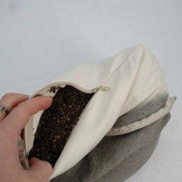 Buckwheat Pillow Travel Neck Support Pillow Natural Large Comfortable Size Grey Narrow Striped Zippered Linen Pillowcover - thumbnail 3