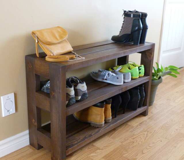 36 Inches Rustic Shoe Rack 3 Levels, Storage, Organizer, Cabinet, Wood - image 1