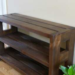 36 Inches Rustic Shoe Rack 3 Levels, Storage, Organizer, Cabinet, Wood - thumbnail 3