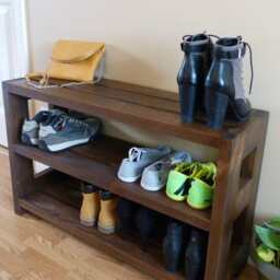 36 Inches Rustic Shoe Rack 3 Levels, Storage, Organizer, Cabinet, Wood - thumbnail 2