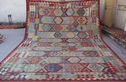 8'6x11'4 Ft Large Kilim Rug, Modern Flatweave Afghan Handwoven Wool Area Oriental Boho Dining Table Carpet, Living Room Rug - thumbnail 1