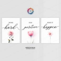 Pink Home Office Prints - Set Of 3 Posters - Minimalist Desk Decor Work From Wall Art Wfh Gifts Coworker Workplace Pictures - thumbnail 2