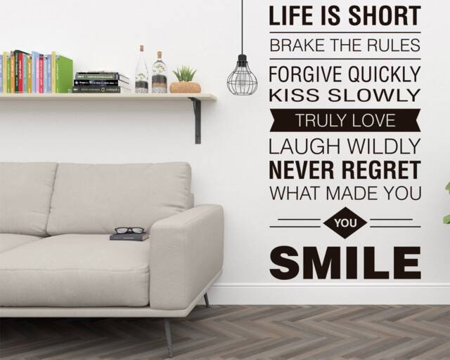 Life Is Short Wall Decal Inspiring Typography, Home Decor - image 1