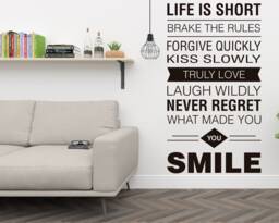 Life Is Short Wall Decal Inspiring Typography, Home Decor