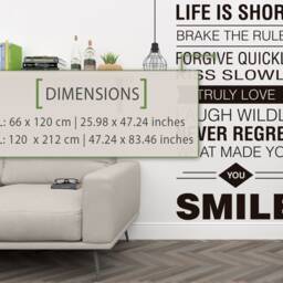 Life Is Short Wall Decal Inspiring Typography, Home Decor - thumbnail 2